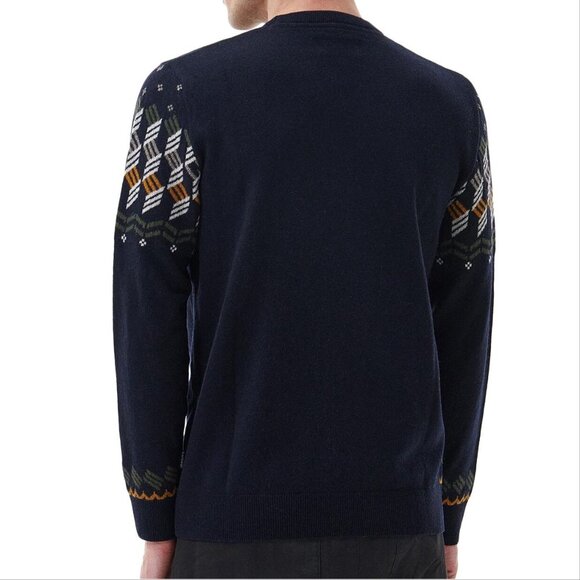 Barbour Men's Tursdale Fair Isle Crew Neck Wool Sweater Size XL Navy NEW - Picture 3 of 10
